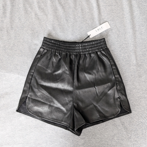 NWT Black Faux Leather LBLC The Label shorts - Picture 1 of 5